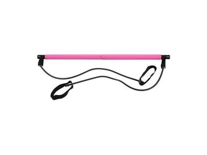 Pilates Sticks posilovací tyč s gumou růžová