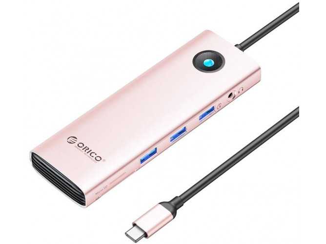 Stacja dokująca HUB 10w1 Orico USB-C, HDMI, 3xUSB, SD/TF, Audio (różowe złoto)