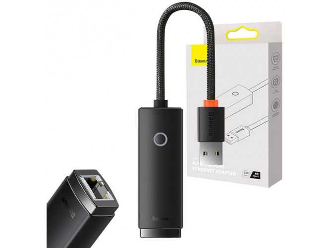 Síťový adaptér USB na RJ45 řady Baseus Lite, 100 Mb/s (černý)